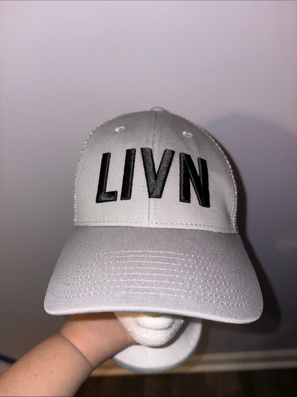 Dome George Straight LIVN Embroidered Gray Mesh Back SnapBack Hat Cap